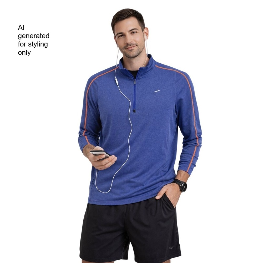Brooks Blue Quarter Zip Long Sleeve Running Shirt XL Equilibrium Technology